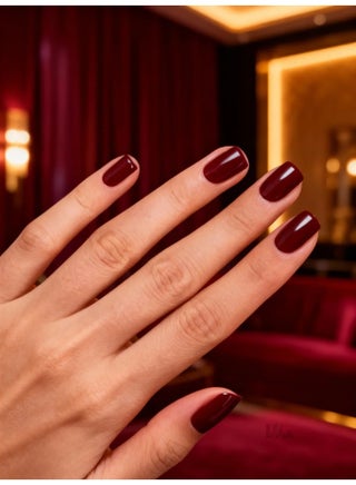 Press On Nails Almond Shape Deep Cherry Red Burgundy Glossy Artificial Nails Full Cover Reusable Stick On Nails Acrylic Soft Gel Nail Kit Luxury Elegant Salon Style Nails for Women Daily Wear Party Wedding Long Lasting High Shine Nails - view 2