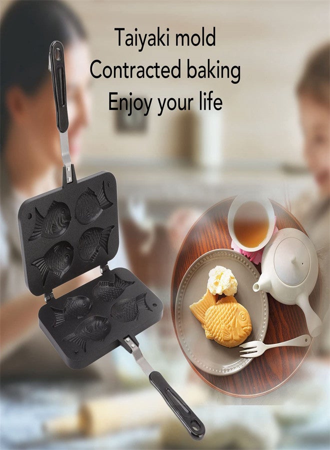 KASTWAVE Fish Shape Cake Maker Nonstick Pan, Double Sided Waffle Pan Cake Frying Pan, Coating Aluminum Alloy Waffle Maker Pot for Home Kitchen Sandwich Breakfast Waffle Baking Mold  - Image 5