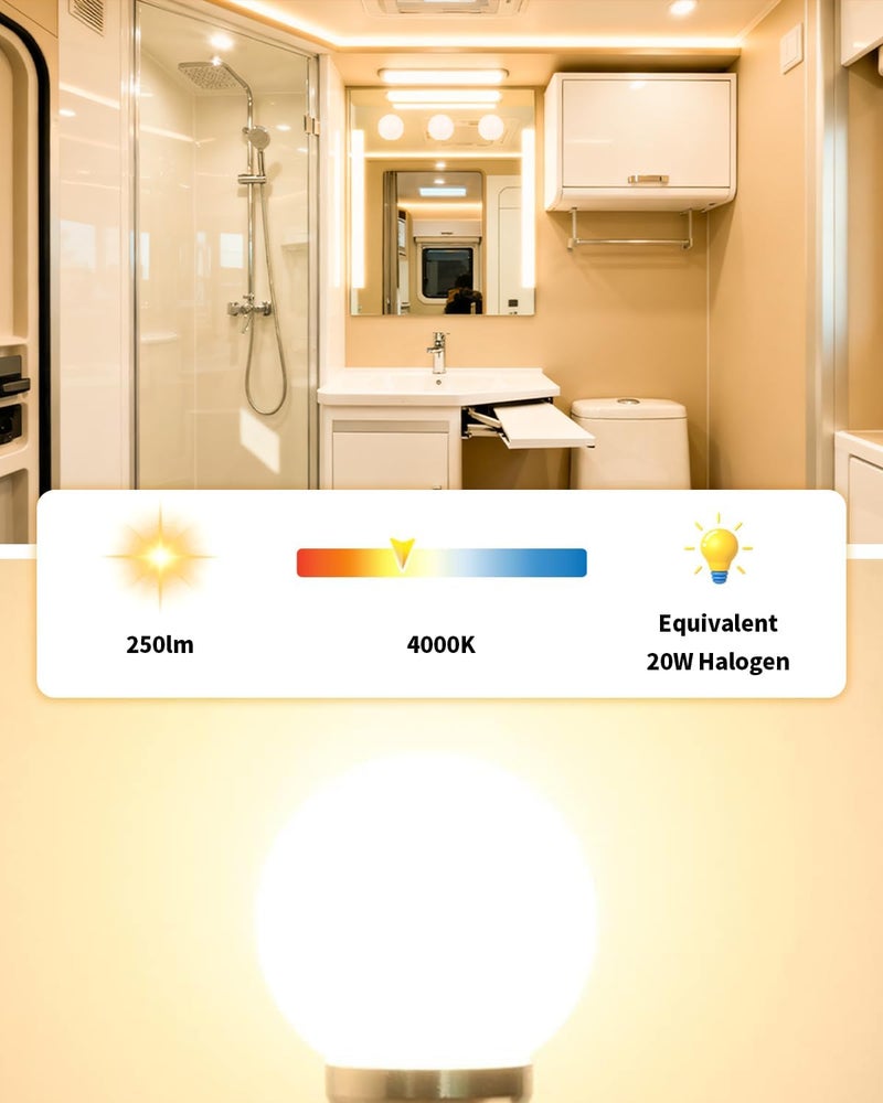 Cheopha 1141 1156 20-99 12V RV Vanity LED Light Bulbs BA15S Single Contact Bayonet Base for RV Camper Trailer Motorhome Marine Boat Interior Bedroom Light Bulb 2W Natural White Pack of 4 - Image 3