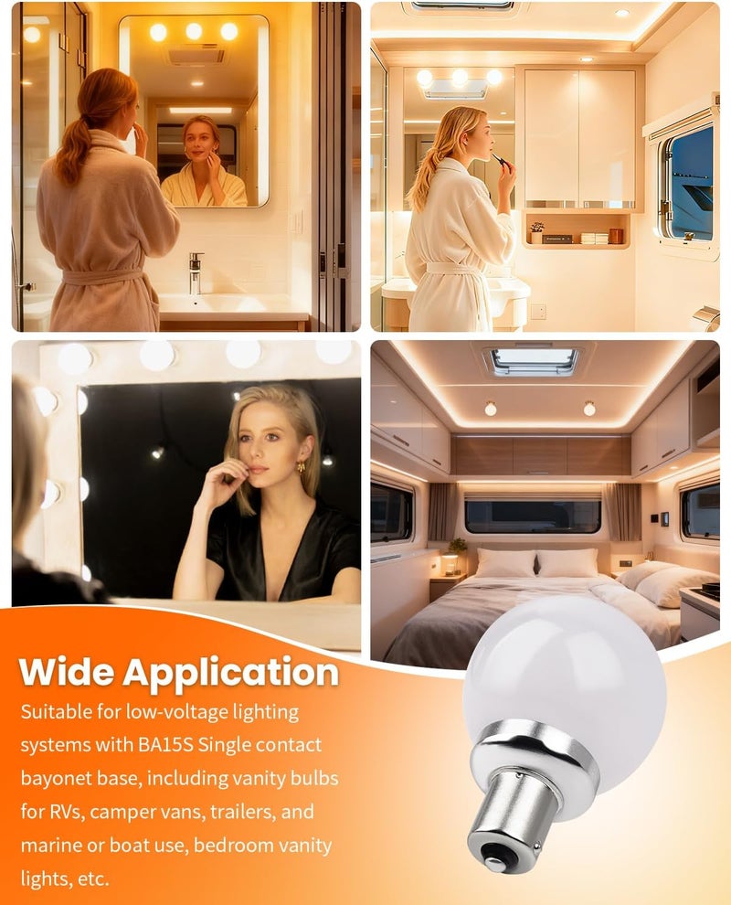 Cheopha 1141 1156 20-99 12V RV Vanity LED Light Bulbs BA15S Single Contact Bayonet Base for RV Camper Trailer Motorhome Marine Boat Interior Bedroom Light Bulb 2W Natural White Pack of 4 - Image 5