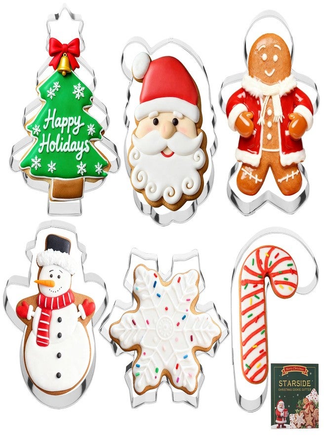 STARSIDE 6 pcs Cookie Cutters Christmas Shapes, Christmas Cookie Cutters 4 inches, Metal Winter Holiday Cookie Cutter Set-Snowman, Gingerbread Man - Image 1
