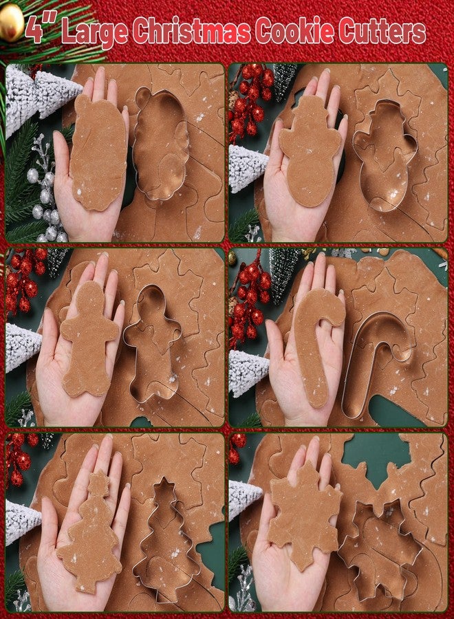 STARSIDE 6 pcs Cookie Cutters Christmas Shapes, Christmas Cookie Cutters 4 inches, Metal Winter Holiday Cookie Cutter Set-Snowman, Gingerbread Man - Image 4