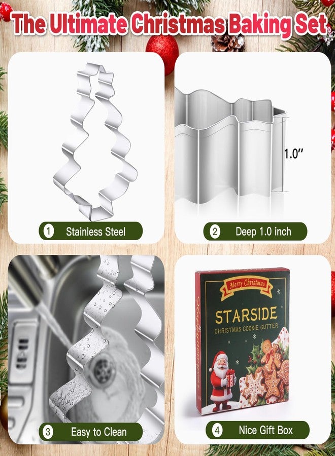 STARSIDE 6 pcs Cookie Cutters Christmas Shapes, Christmas Cookie Cutters 4 inches, Metal Winter Holiday Cookie Cutter Set-Snowman, Gingerbread Man - Image 2