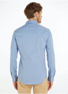 TOMMY JEANS Men's Stretch Slim Fit Casual Shirt, Light Blue  - Image 3