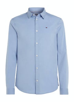 TOMMY JEANS Men's Stretch Slim Fit Casual Shirt, Light Blue  - Image 2