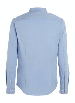 TOMMY JEANS Men's Stretch Slim Fit Casual Shirt, Light Blue  - Image 5