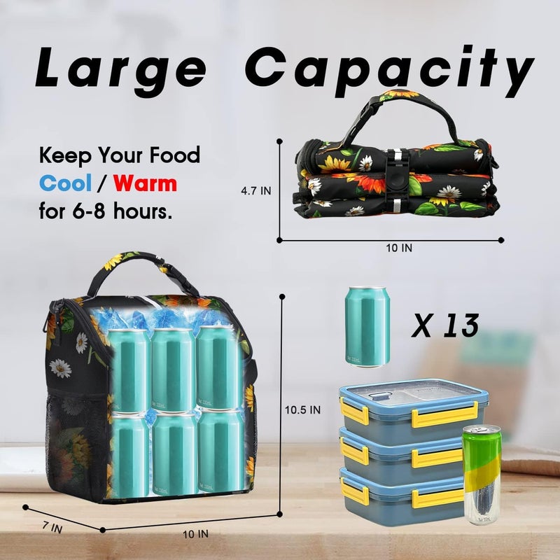 VLM Lunch Box for Women, Insulated Lunch Bag Women with Adjustable Shoulder Strap, Cute Lunch Tote Bag for Work,Picnic,Camping - Image 2