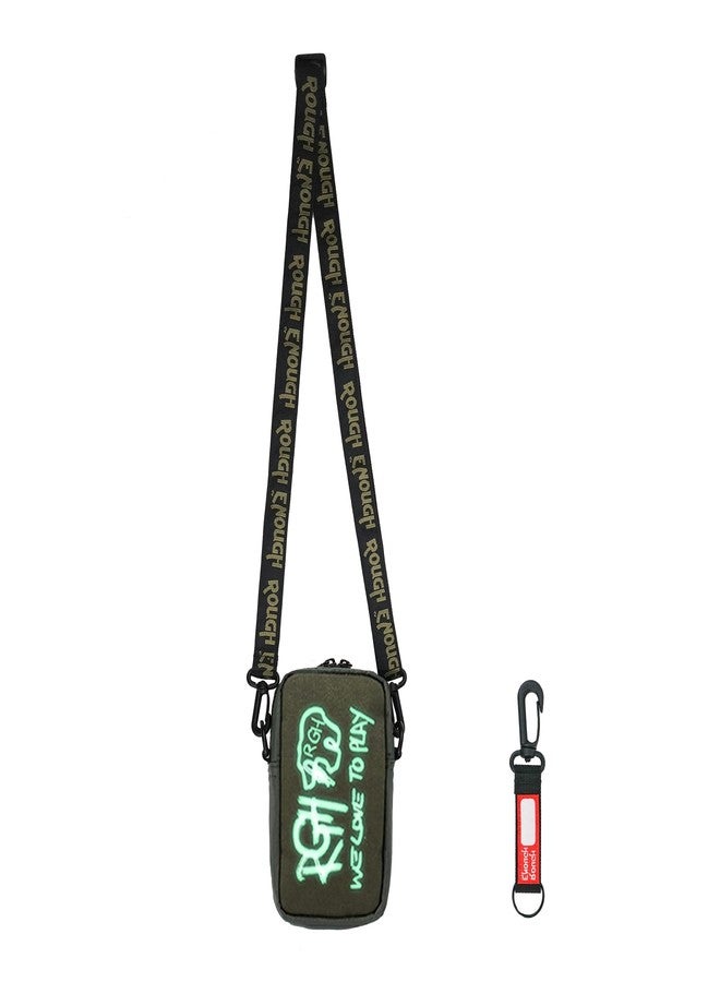 RE ROUGH ENOUGH Rough Enough Small Crossbody Shoulder Bag Over Cell Phone Purse for Men Women Preppy Teens Glow in Dark Logo Travel Dog Walking Army Green - Image 1