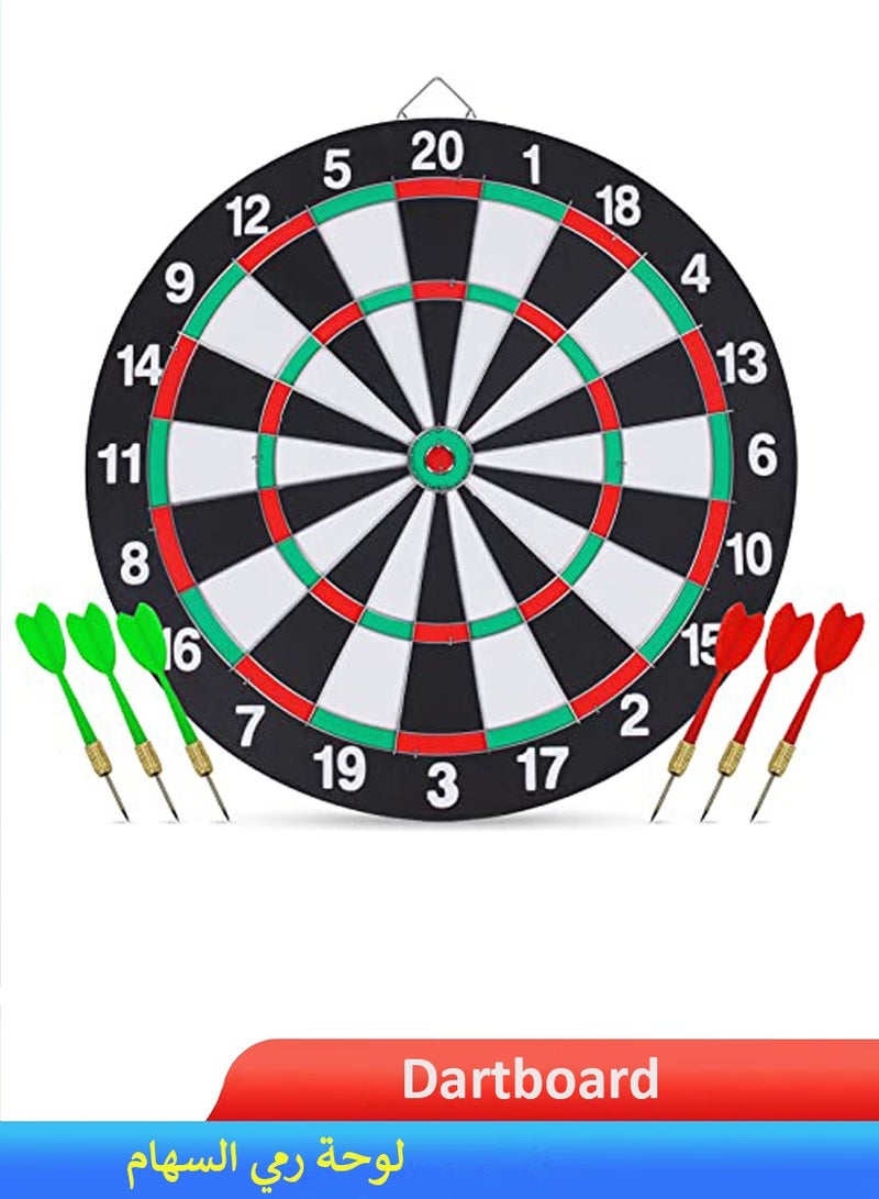 QUTOOB Dartboard | 17-Inch Professional Flocking Double-Sided Dartboard with 6 Steel Tip Darts | Indoor & Outdoor Game for Home, Office, Cafe, Family & Friends - Image 1