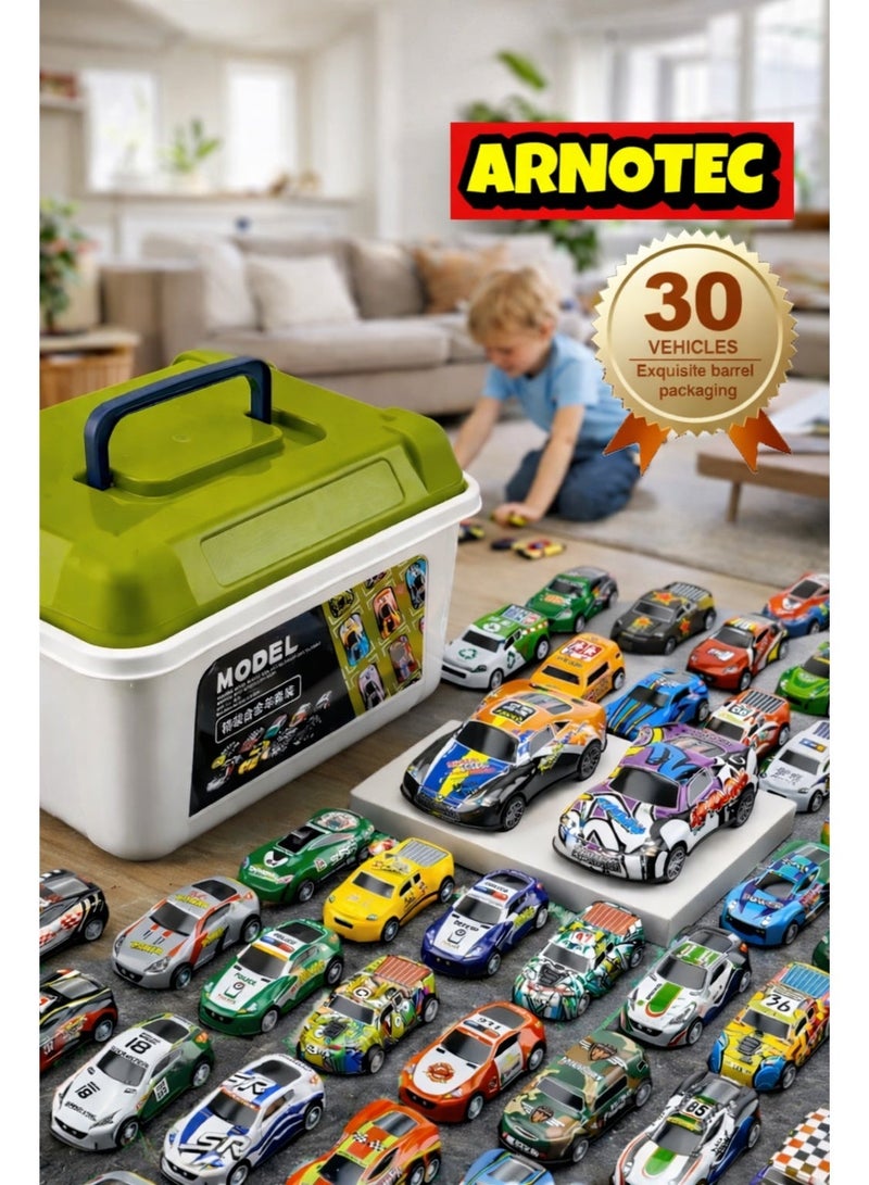 ARNOTEC 30 Pack Pull Back Toy Cars, Mini Die-Cast Race Cars Vehicles Bulk, Party Favor Cars Toys, Goodie Bag Stuffers, Pinata Fillers, Teacher Treasure Prize Box Toys for Boys Girls Toddlers 2,3,4,5 Years Old - Image 1