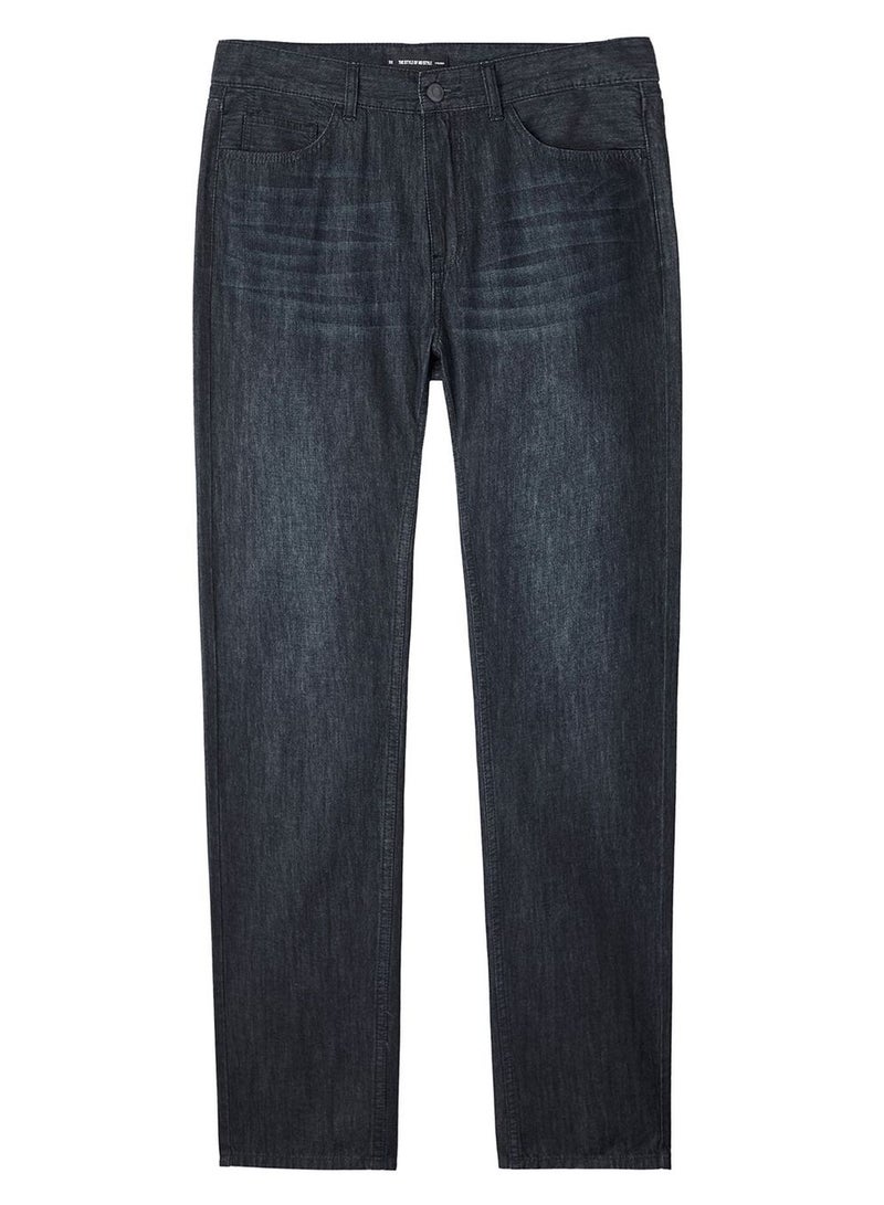 GIORDANO Men's Mid Rise Slim Fit Zipper Jeans - Image 1