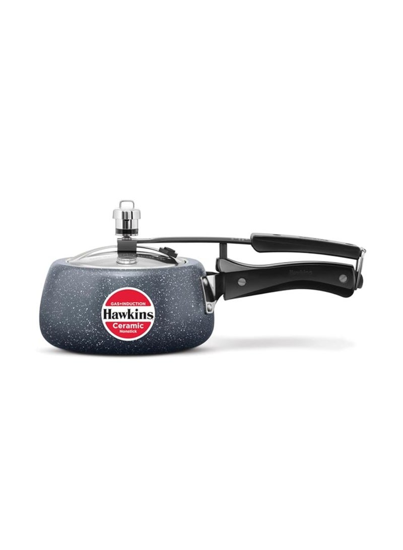Hawkins Hawkins 1.5 Litre Ceramic Nonstick Pressure Cooker, Induction Inner Lid Baby Cooker, Granite Contura shaped Cooker, Best Cooker, Blue (ICC15)  - Image 1