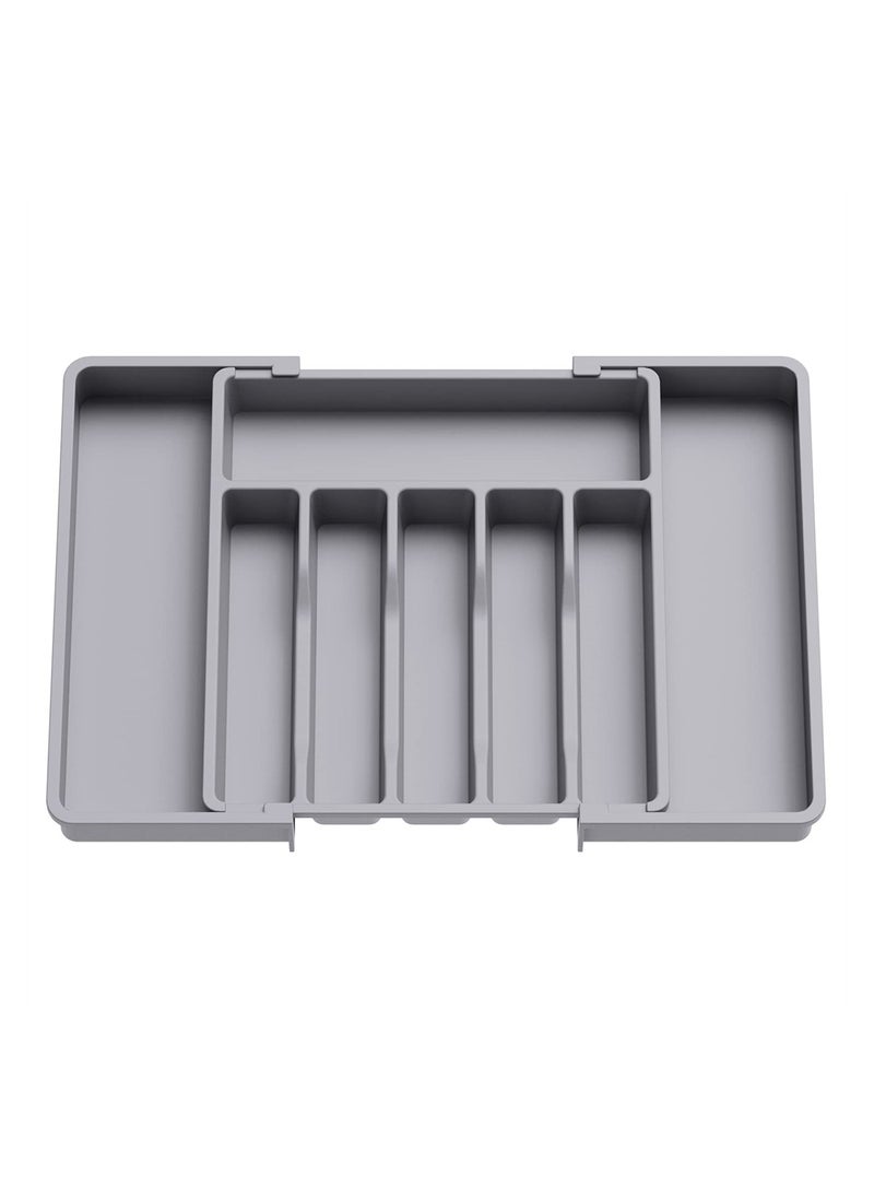 KASTWAVE - Cutlery Tray, Silverware Organizer, Expandable Utensil Tray for Drawer, Adjustable Cutlery Holder for Kitchen Drawer Holding Flatware Spoons Forks, Grey - Image 1
