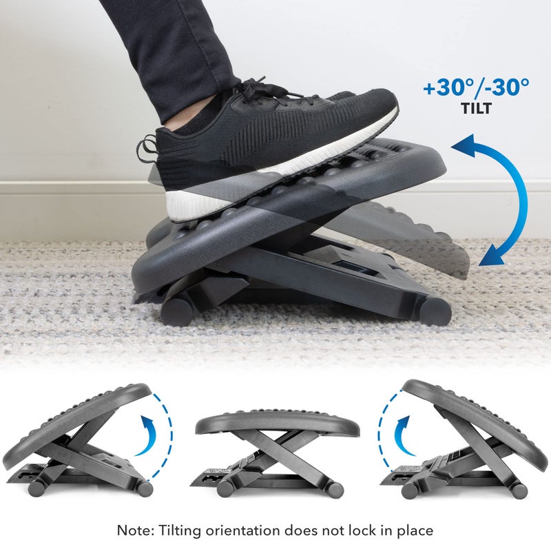 Mount-It! Ergonomic Under Desk Footrest with Massage Rollers, Adjustable Height & 30Â° Tilt Foot Rest Under Desk (4.25"â€“6.75"), Office Foot Stool with Non Slip Surface - Image 5