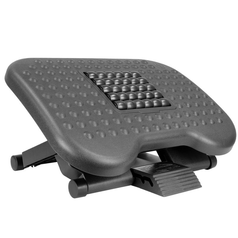 Mount-It! Ergonomic Under Desk Footrest with Massage Rollers, Adjustable Height & 30Â° Tilt Foot Rest Under Desk (4.25"â€“6.75"), Office Foot Stool with Non Slip Surface - Image 1