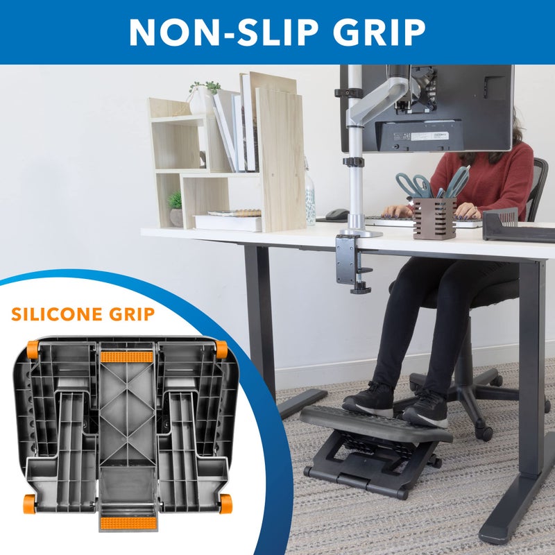 Mount-It! Ergonomic Under Desk Footrest with Massage Rollers, Adjustable Height & 30Â° Tilt Foot Rest Under Desk (4.25"â€“6.75"), Office Foot Stool with Non Slip Surface - Image 4