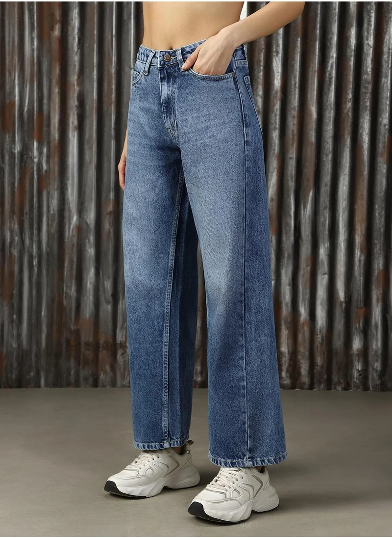 هاي ستار Women's Indigo 100% Cotton Distressed Jeans