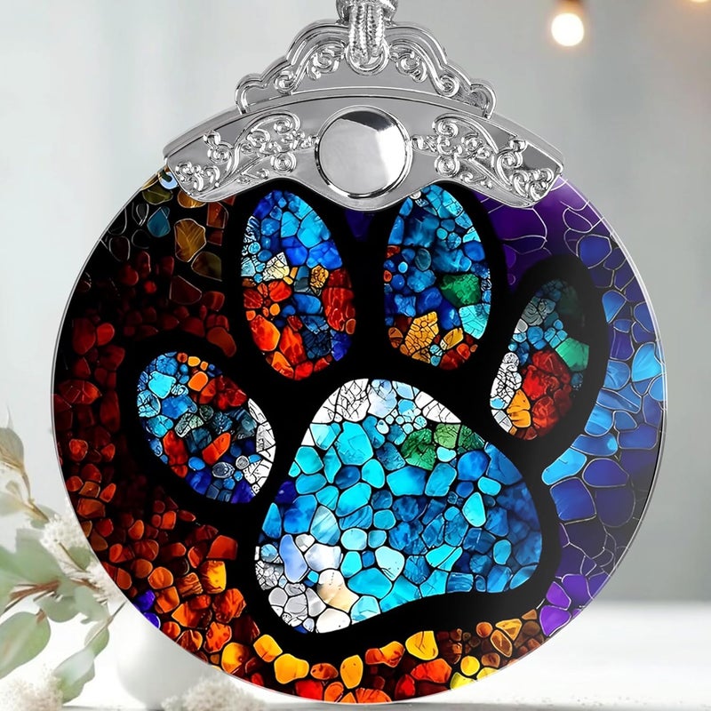 Jocidea Stained Glass Christmas Ornaments, Pet Ornaments for Christmas Tree, Christmas Tree Decor, Pet Lovers Gifts, Holiday Decor and Xmas Gifts Ideas - Image 1