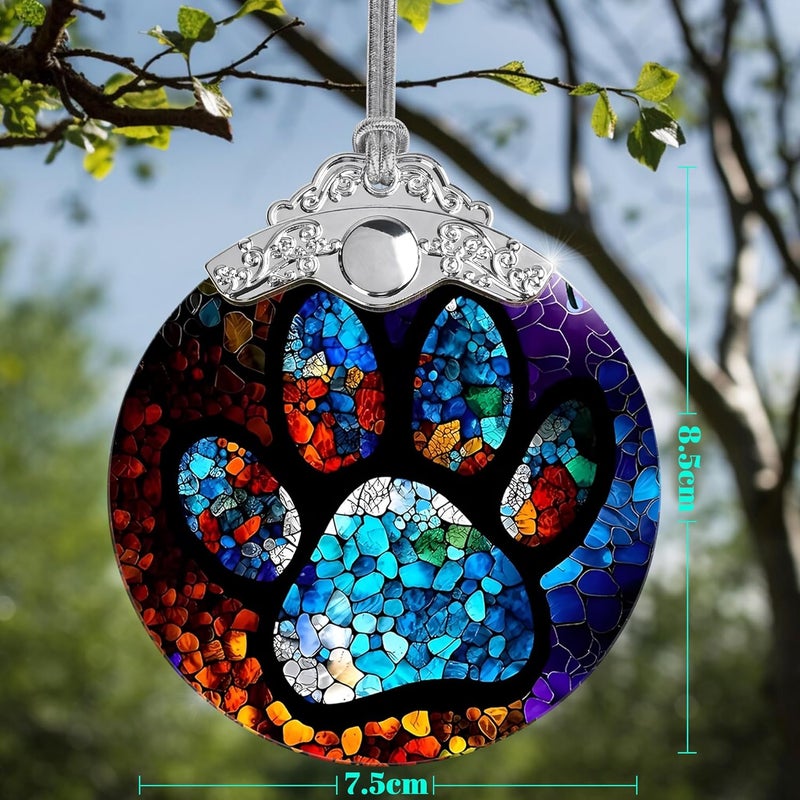 Jocidea Stained Glass Christmas Ornaments, Pet Ornaments for Christmas Tree, Christmas Tree Decor, Pet Lovers Gifts, Holiday Decor and Xmas Gifts Ideas - Image 2