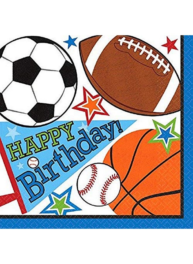 Amscan Luncheon Napkin ; Superstar Ball Sports Collection ; 6.5" X 6.5" ; 16 Pcs ; Birthday - Image 1