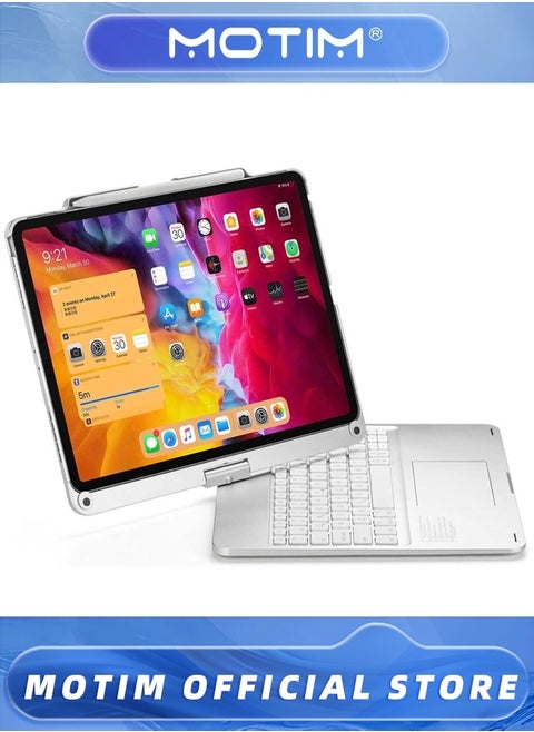 Magic Keyboard Case with Trackpad for iPad Pro 12.9 2021 2020 2018 Touchpad Keyboard Case with 360 Degree Rotation Backlit Pencil Holder