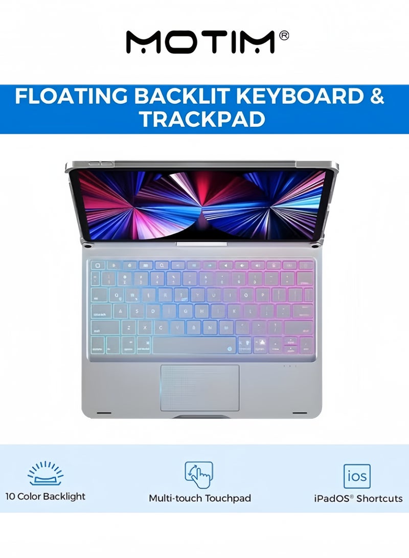 Motim Magic Keyboard Case with Trackpad for iPad Pro 12.9 2021 2020 2018 Touchpad Keyboard Case with 360 Degree Rotation Backlit Pencil Holder - Image 5