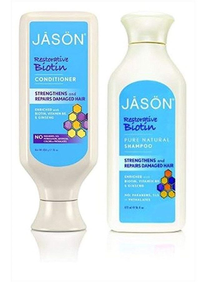 Jason All Natural Organic Biotin Shampoo and Conditioner For Hair Growth and Stopping Hair Loss 16 fl. oz. each, Packaging may vary  - Image 1