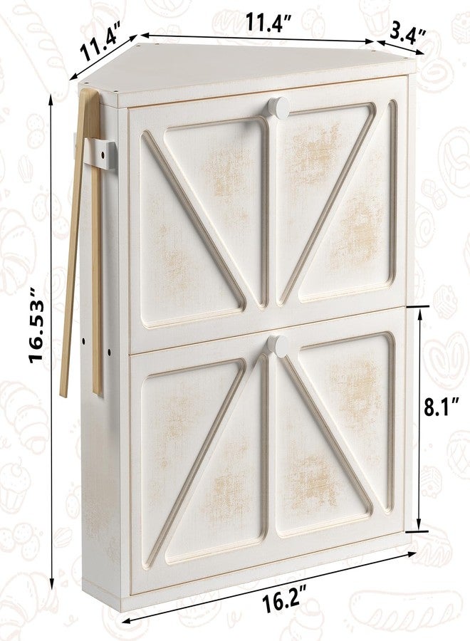 WOWLIVE Vintage Corner Bread Box for Kitchen Counter, Double-Layer Bamboo Bread Storage Bin, Large Capacity Rustic Farmhouse Bread Holder, Breadbox Organizer for Cabinet (White, Extra Large) - Image 3