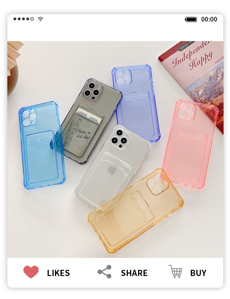 Solid Color Card Holder Suitable for iPhone 16 Phone Case, Apple 15 Pro Max Transparent 13/14 Simple 17 Silicone Case - Image 4