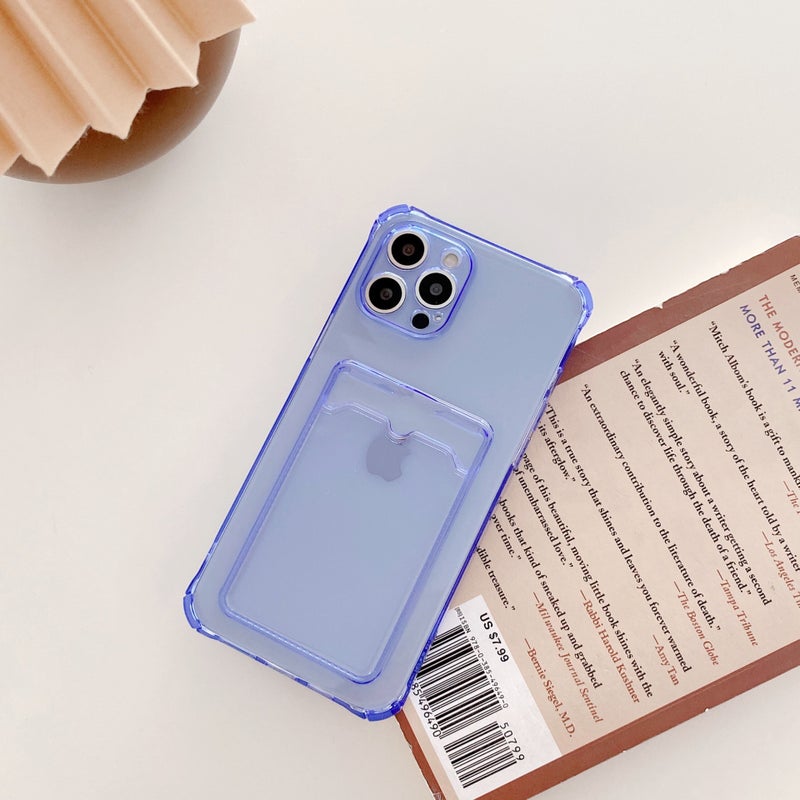 Solid Color Card Holder Suitable for iPhone 16 Phone Case, Apple 15 Pro Max Transparent 13/14 Simple 17 Silicone Case - Image 1