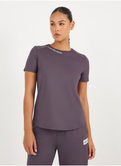 Styli Gymspire Edition - Label Text Print Mesh Insert Short Sleeve Top  - Image 1