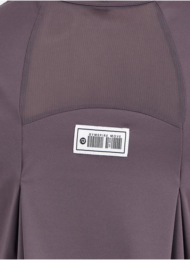 Styli - Gymspire Edition - Label Text Print Mesh Insert Short Sleeve Top - Image 1