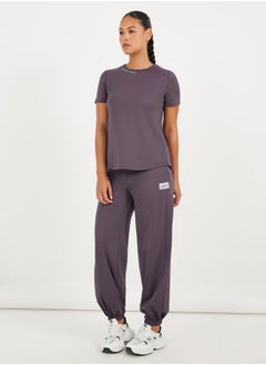 Styli Gymspire Edition - Label Text Print Mesh Insert Short Sleeve Top  - Image 2