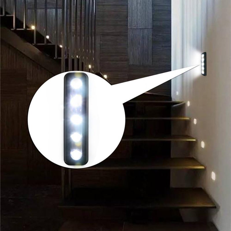 Onerbuy 4 عبوة من مصابيح LED تعمل بالبطارية مع لمسة DIY يمكن لصقها في أي مكان 5-LED لمسة اضغط على ضوء مصباح ليلي لدولاب الملابس، الخزائن، الخزانة، الممر، السلالم، المرائب، السيارة (أسود) - Image 5