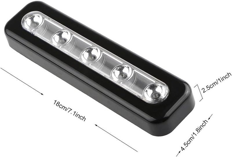 Onerbuy 4 عبوة من مصابيح LED تعمل بالبطارية مع لمسة DIY يمكن لصقها في أي مكان 5-LED لمسة اضغط على ضوء مصباح ليلي لدولاب الملابس، الخزائن، الخزانة، الممر، السلالم، المرائب، السيارة (أسود) - Image 2