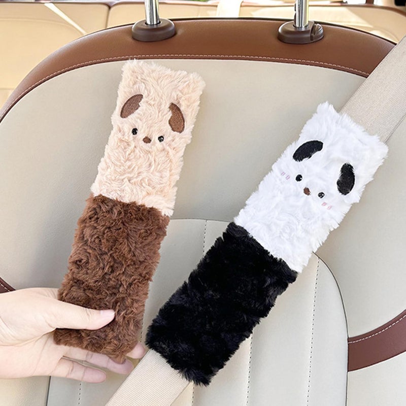 BoAn 2 PCS Seat Belt Cover Pad Cute Kawaii Animal Dog Plush Seatbelt Covers for Adults Soft Seat Belt Shoulder Cushion Cartoon Seatbelt Pad Car Seat Strap Pads for Interior Accessories - Image 3