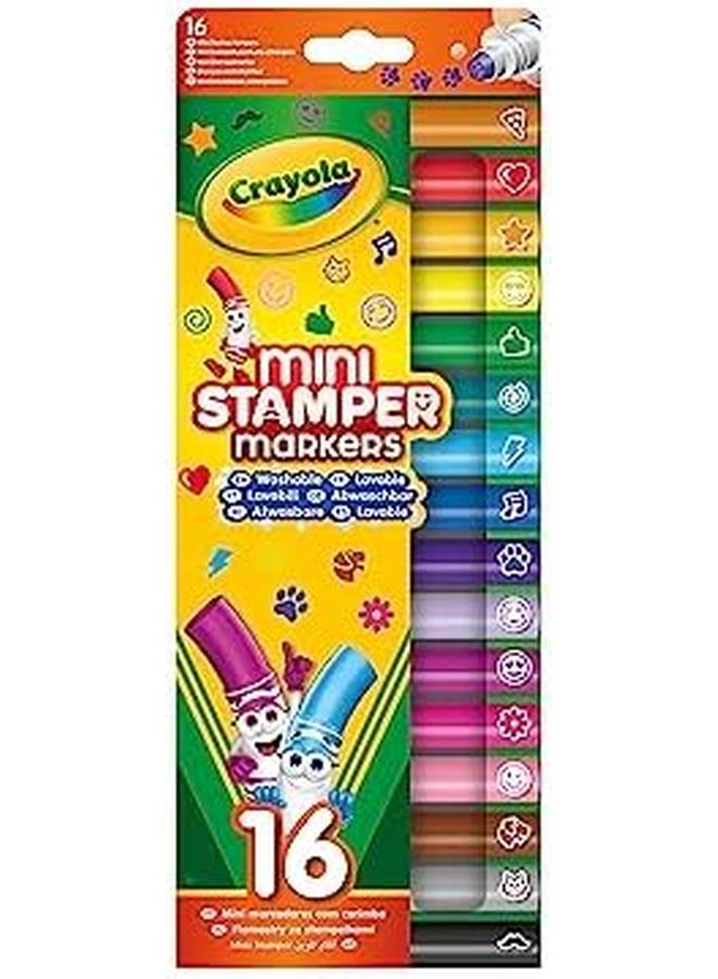 كرايولا مجموعة أقلام ماركر صغيرة ذات رأس لباد مع طوابع قابلة للغسل × 16 قطعة - Image 2