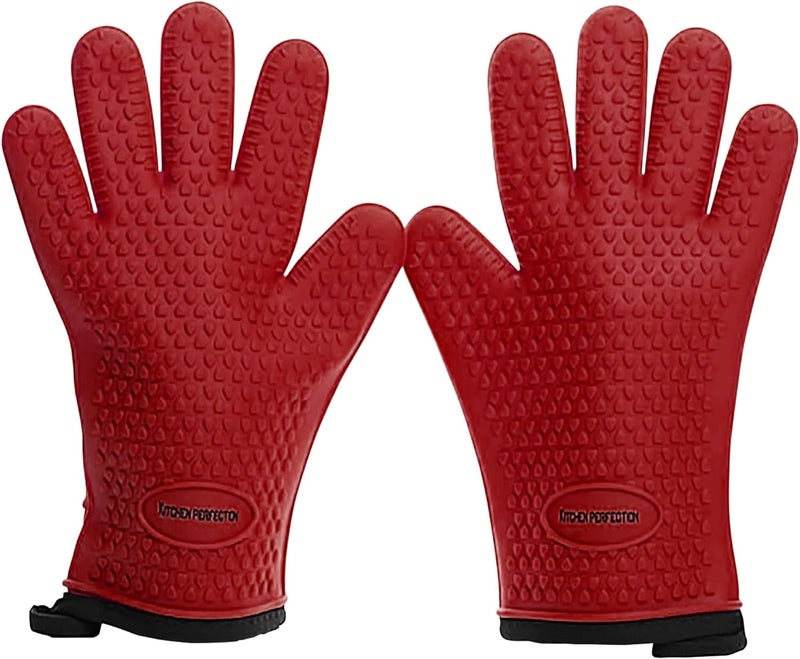 Kitchen perfection Silicone Smoker Oven Gloves -Extreme Heat Resistant BBQ Gloves -Handle Hot Food Right on Your Smoker Grill Fryer Pit|Waterproof Oven Mitts Grill Gloves |Superior Value Set+3 Bonuses - Image 1