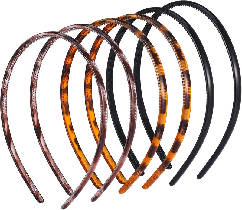 Fuyamp 6 Packs Plastic Headband With Teeth Hair Bands Alice Band Sharks Tooth Comb Hair Accessories for Women Girls 8mm Wide