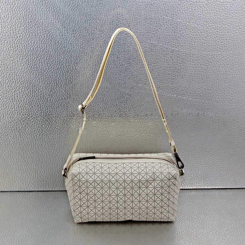 Japanese Geometric Saddle Shoulder Bag for Women Cream White with same base