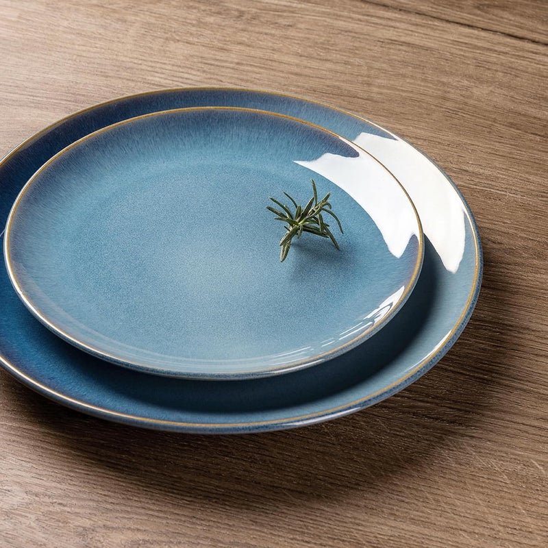 GBHOME Ceramic Dinnerware Sets for 6 18 Pieces Stoneware Plates and Bowls Sets Reactive Glaze Dishes Scratch Resistant DishwasherMicrowave SafeAlaskan Blue - Image 2