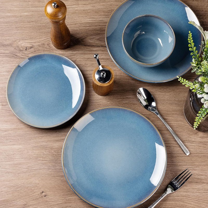 GBHOME Ceramic Dinnerware Sets for 6 18 Pieces Stoneware Plates and Bowls Sets Reactive Glaze Dishes Scratch Resistant DishwasherMicrowave SafeAlaskan Blue - Image 4