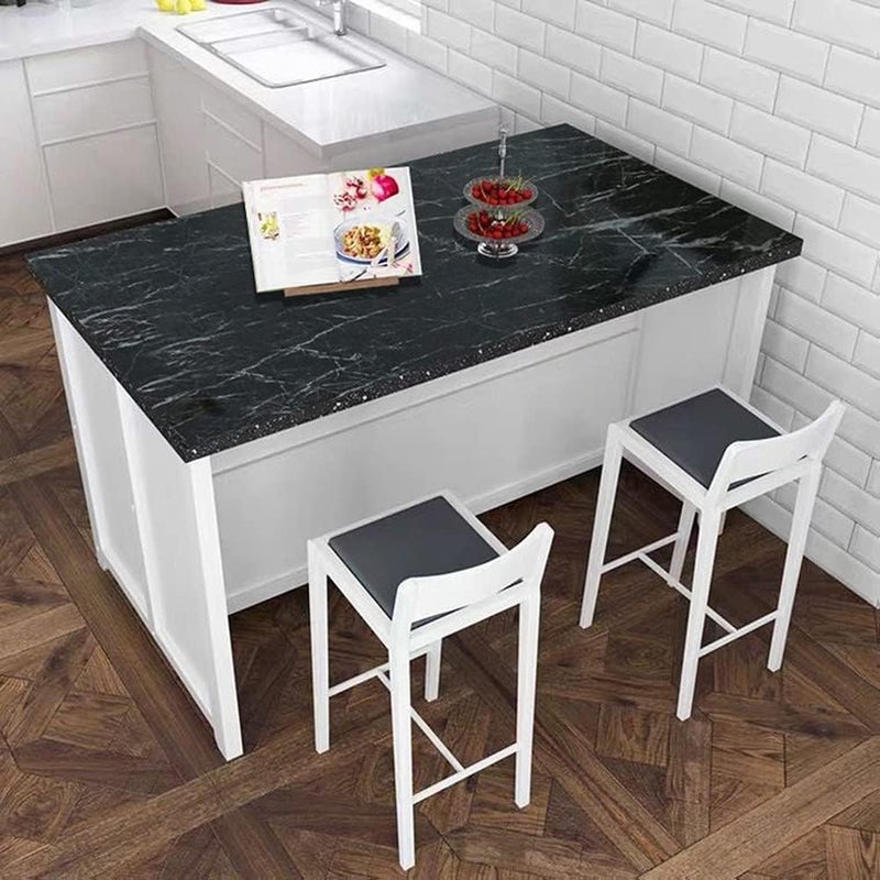 D-Fix ورق جدران رخام قابل للإزالة واللصق لتزيين المنزل، ملصقات جدارية ذاتية اللصق مقاومة للماء للمطبخ، الحمام، غرفة المعيشة – ورق جدران (60X200 سم (أسود) - Image 4