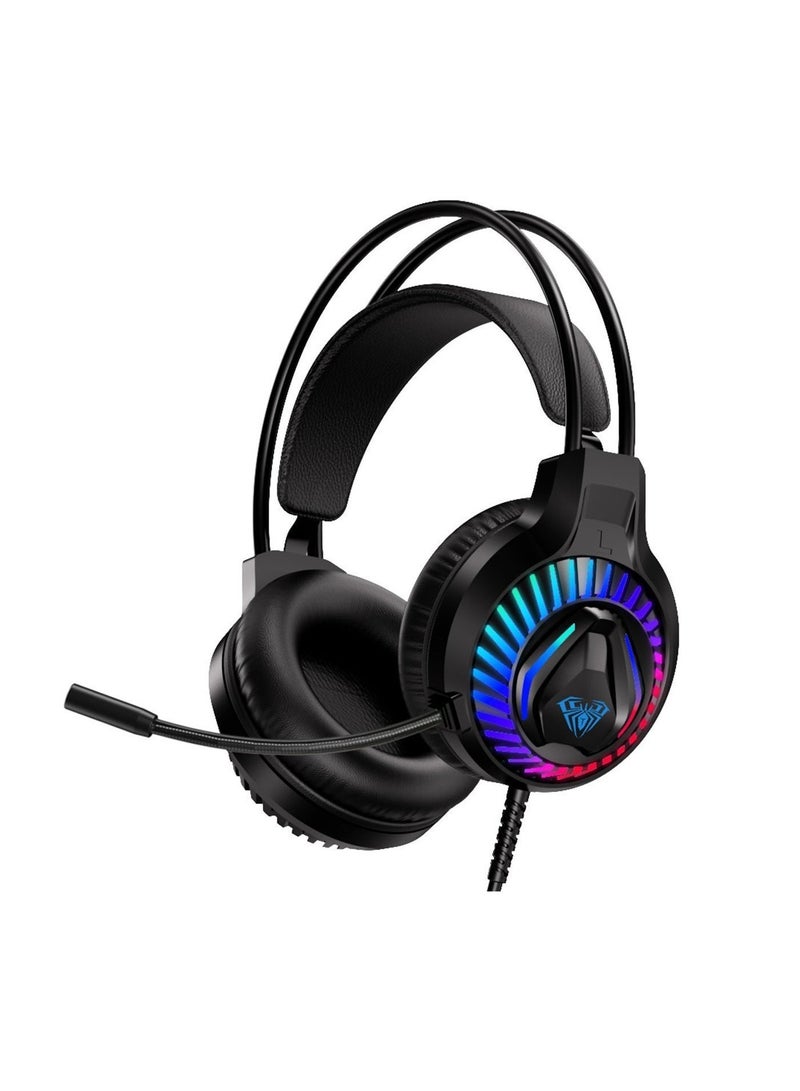 AULA S605 Wired RGB Gaming Headphones with Mic – 7.1 Surround Sound, Noise-Canceling Microphone, LED Light, Over-Ear Headset for PC, PS4, PS5 & Laptop - Image 3