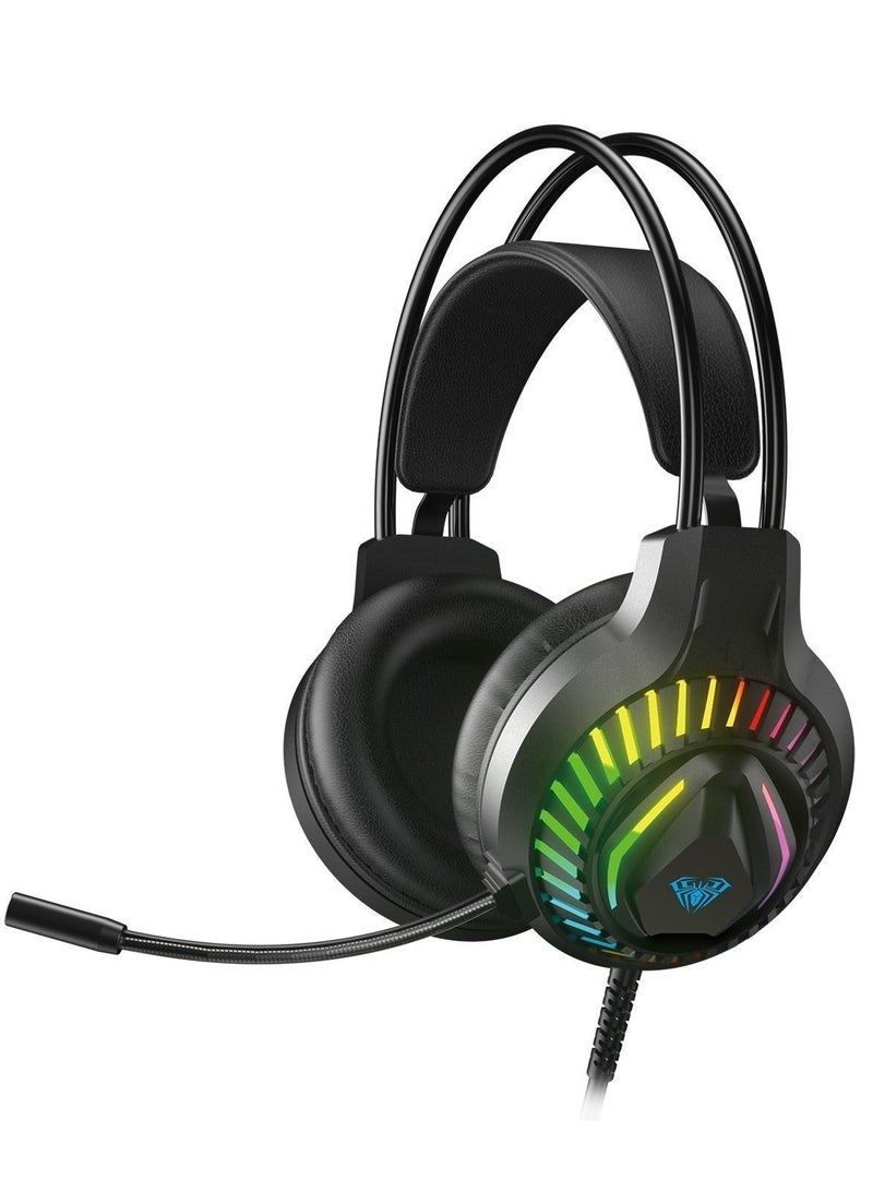 AULA S605 Wired RGB Gaming Headphones with Mic – 7.1 Surround Sound, Noise-Canceling Microphone, LED Light, Over-Ear Headset for PC, PS4, PS5 & Laptop - Image 2