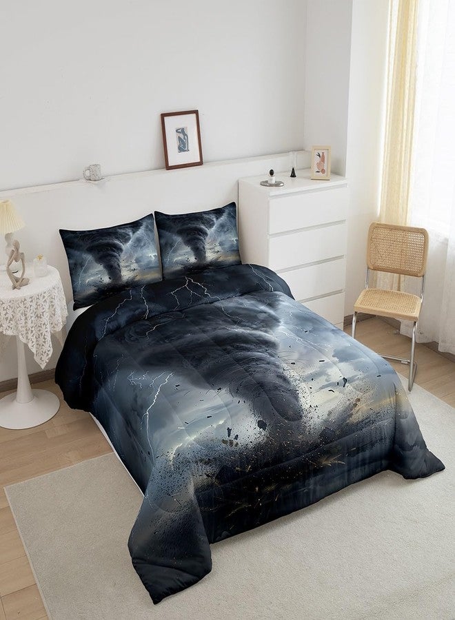 Castle Fairy 3D Tornado Comforter Set for Teens Lightning Bedding Set Natural Disaster Bedding Home Decor for Kids Comforter Twin Size 2 Pcs Tornado Pattern Quilted Duvet Set 1 Comforter with 1 Pillowcase - Image 3