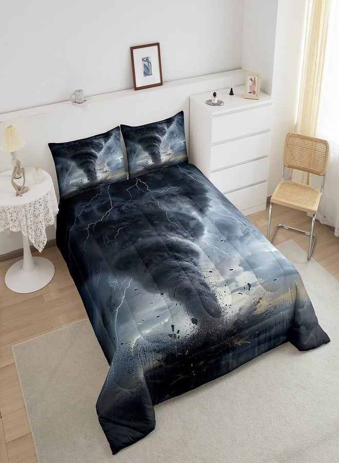 Castle Fairy 3D Tornado Comforter Set for Teens Lightning Bedding Set Natural Disaster Bedding Home Decor for Kids Comforter Twin Size 2 Pcs Tornado Pattern Quilted Duvet Set 1 Comforter with 1 Pillowcase - Image 4