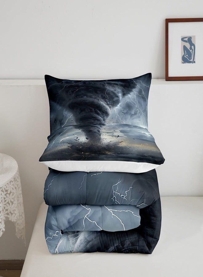 Castle Fairy 3D Tornado Comforter Set for Teens Lightning Bedding Set Natural Disaster Bedding Home Decor for Kids Comforter Twin Size 2 Pcs Tornado Pattern Quilted Duvet Set 1 Comforter with 1 Pillowcase - Image 5