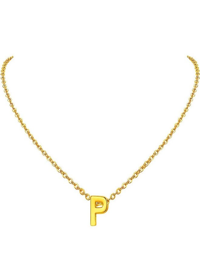Zivom® Initial Alphabet Letter P 18K Gold Pendant Necklace Chain for Women - Image 1