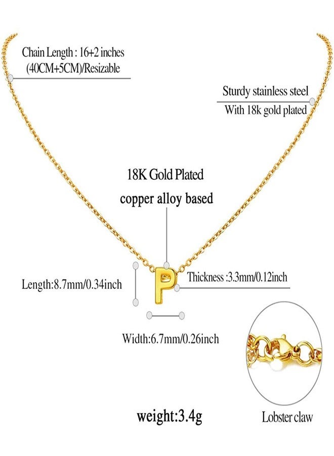 Zivom® Initial Alphabet Letter P 18K Gold Pendant Necklace Chain for Women - Image 2
